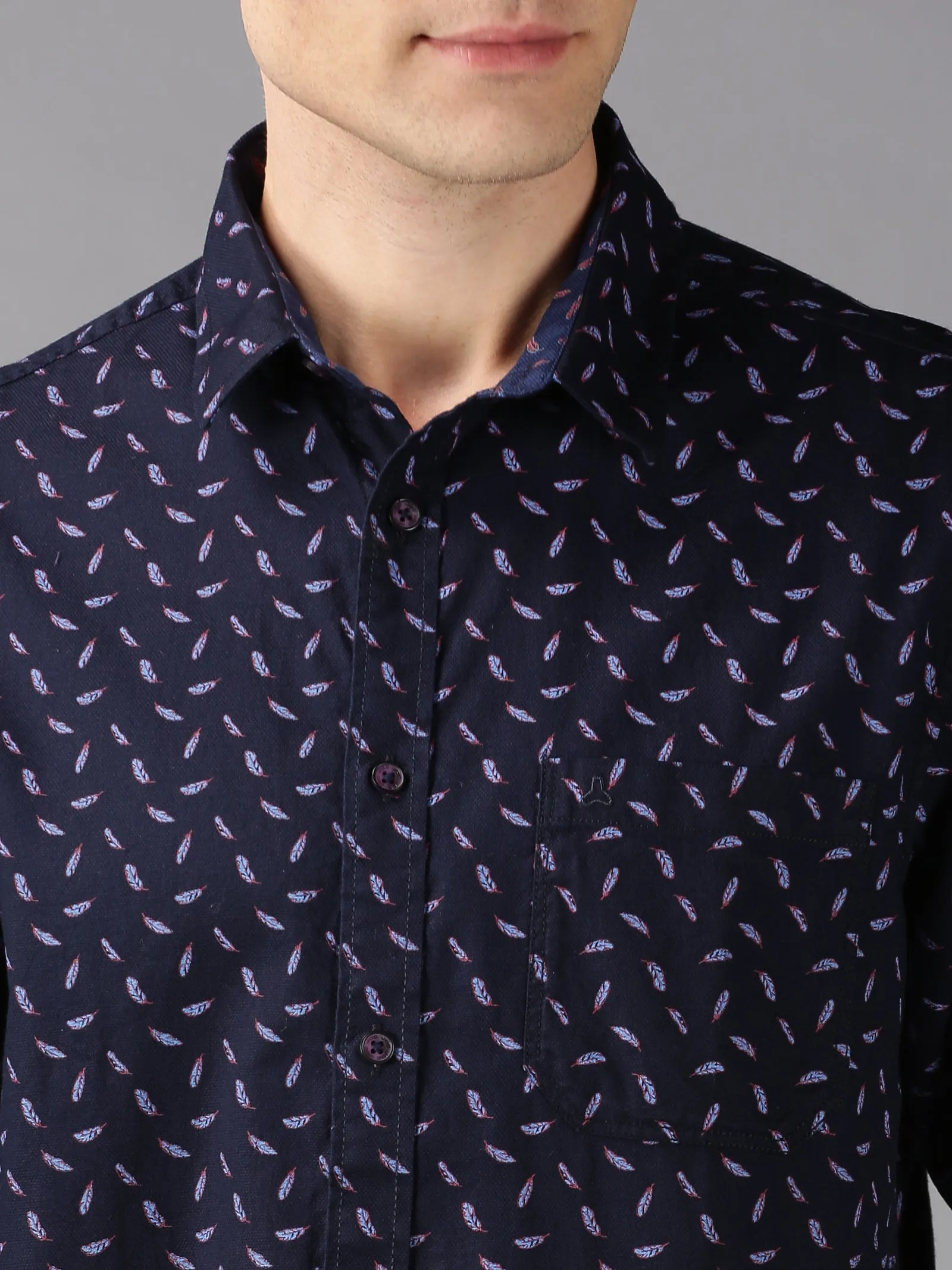 MEN'S BLACK PRINT SLIM FIT SHIRT