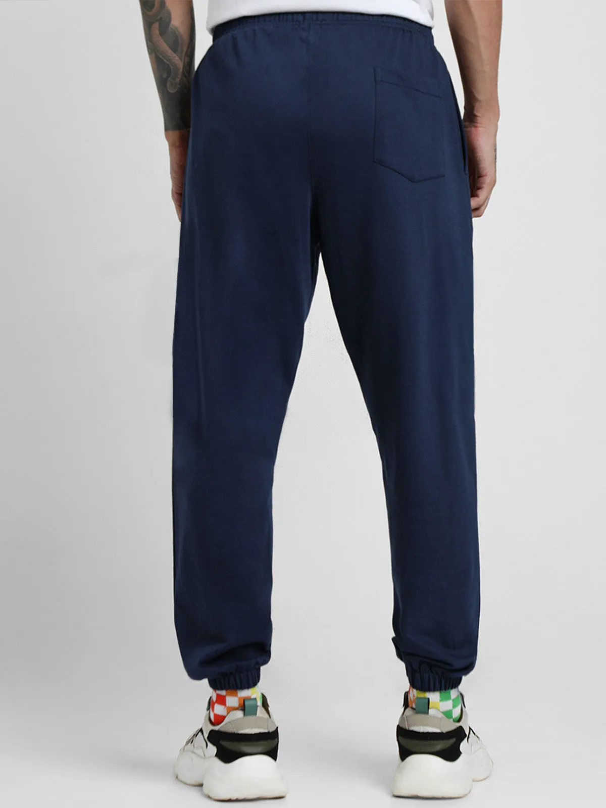 Navy Blue Solid Baggy Fit Joggers