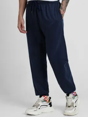 Navy Blue Solid Baggy Fit Joggers