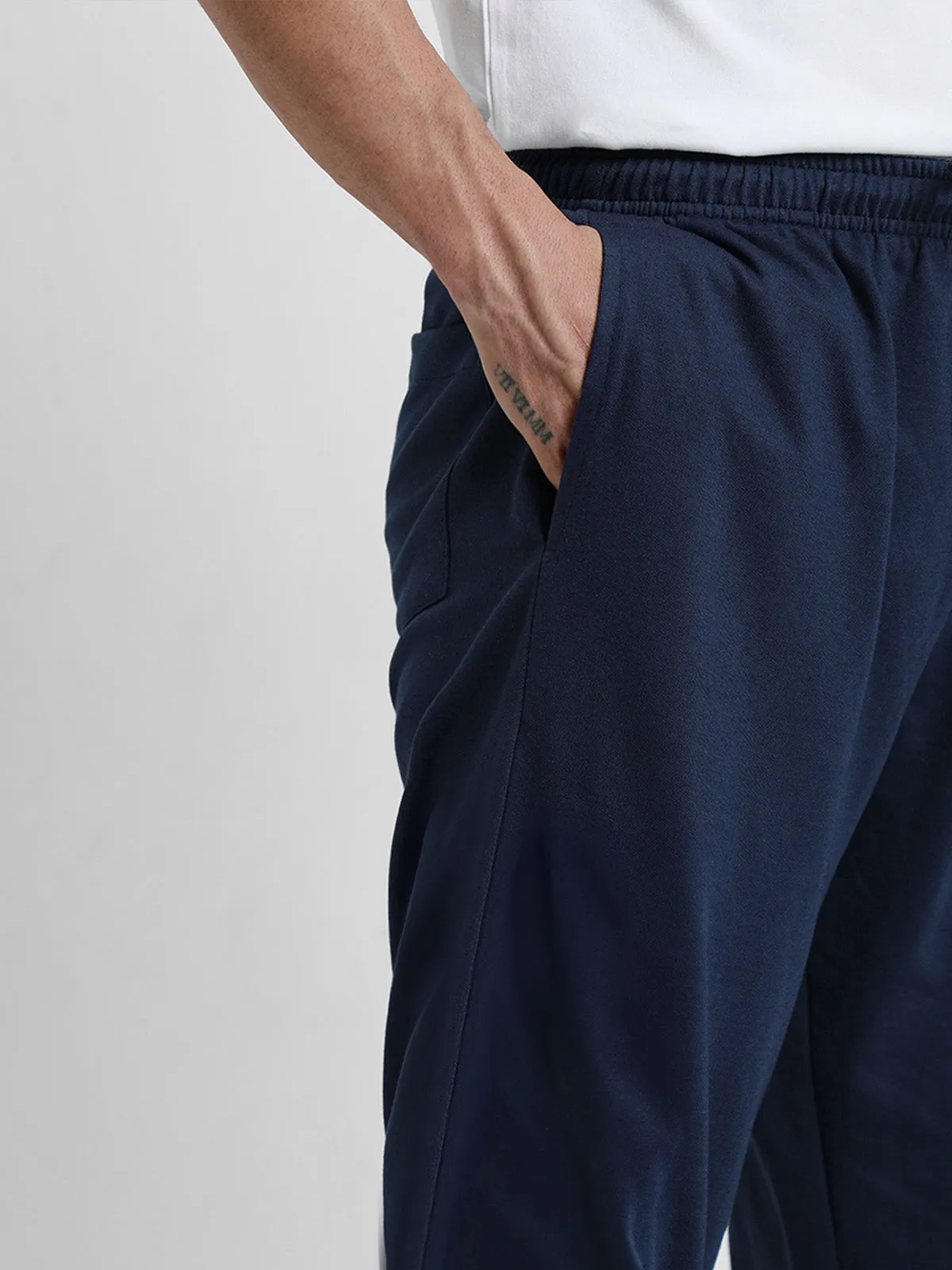 Navy Blue Solid Baggy Fit Joggers