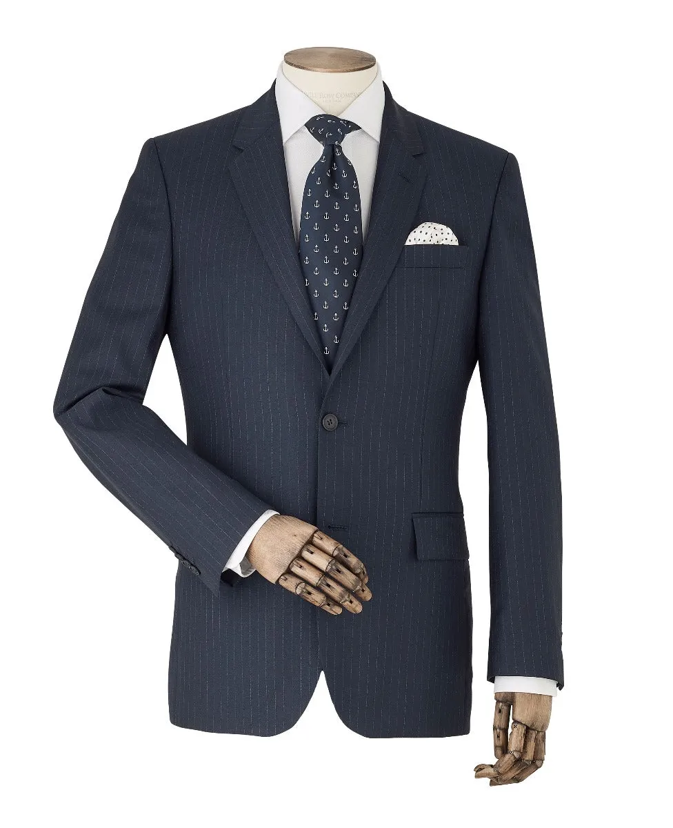 Navy Stripe Tailored Suit Jacket