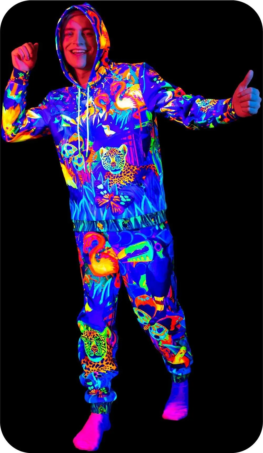 Neon Joggers Neon Blacklight Handmade Art Print Lion Jungle