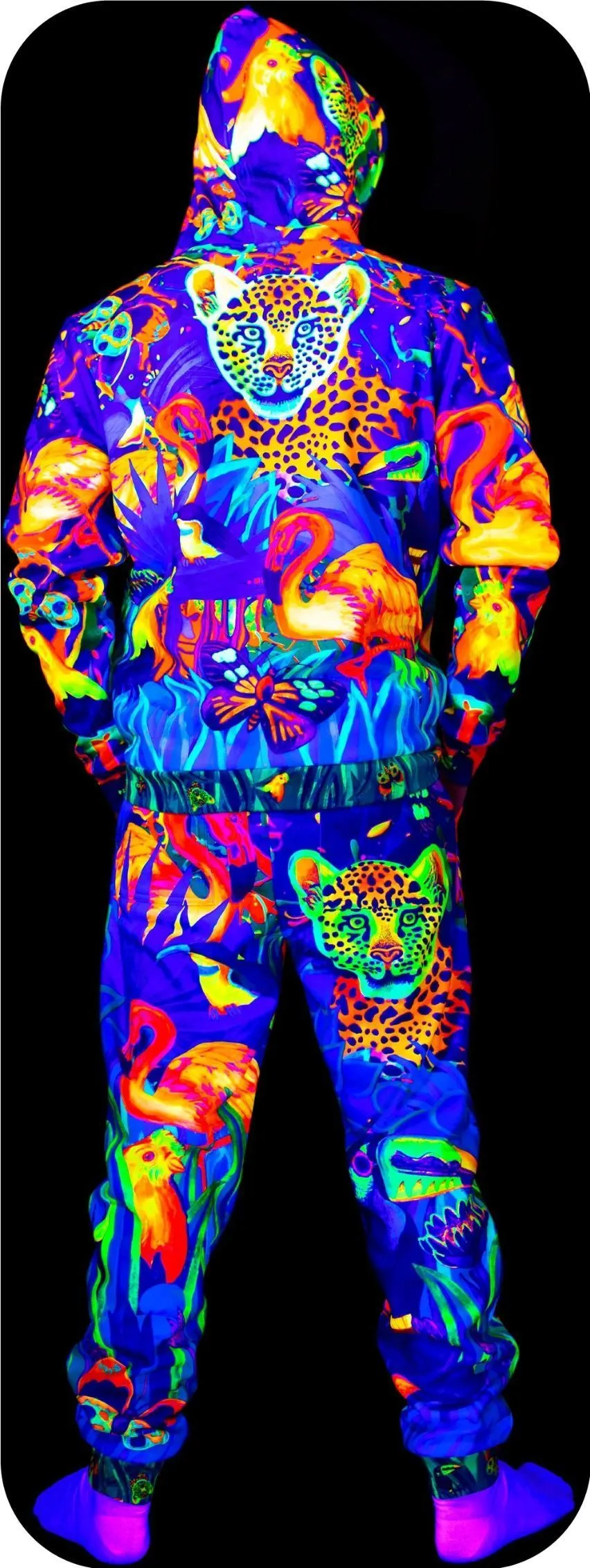 Neon Joggers Neon Blacklight Handmade Art Print Lion Jungle