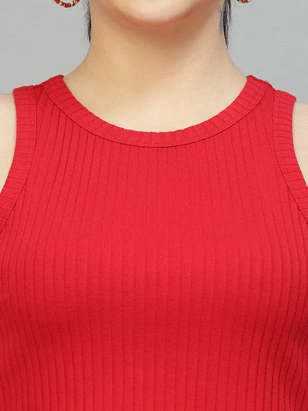 Odour Free Sleeveless Round Neck Crop Top For Women