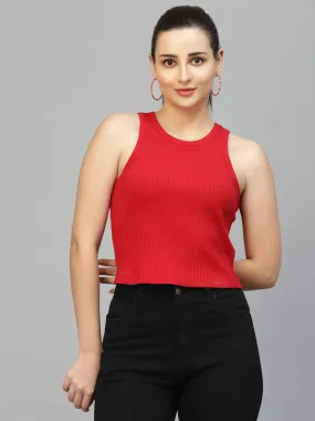 Odour Free Sleeveless Round Neck Crop Top For Women