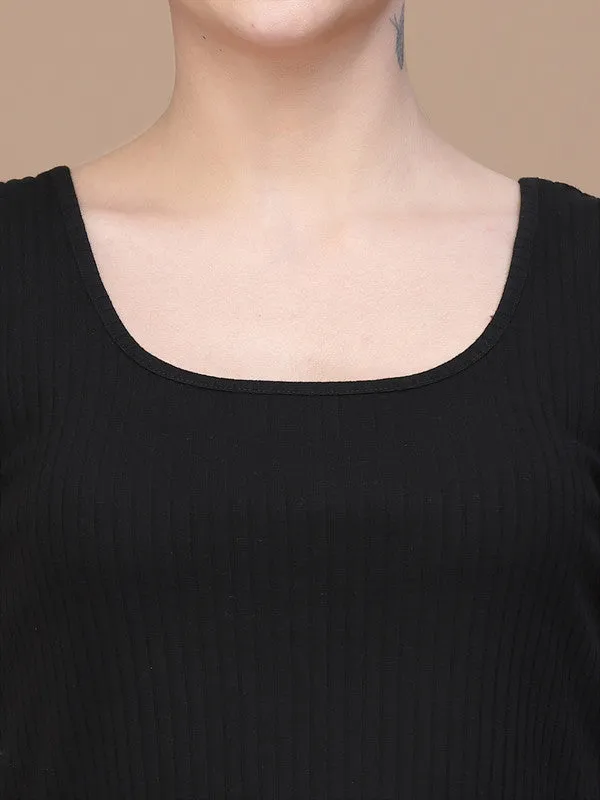 Odour Free U Neck Black Tank Top For Women