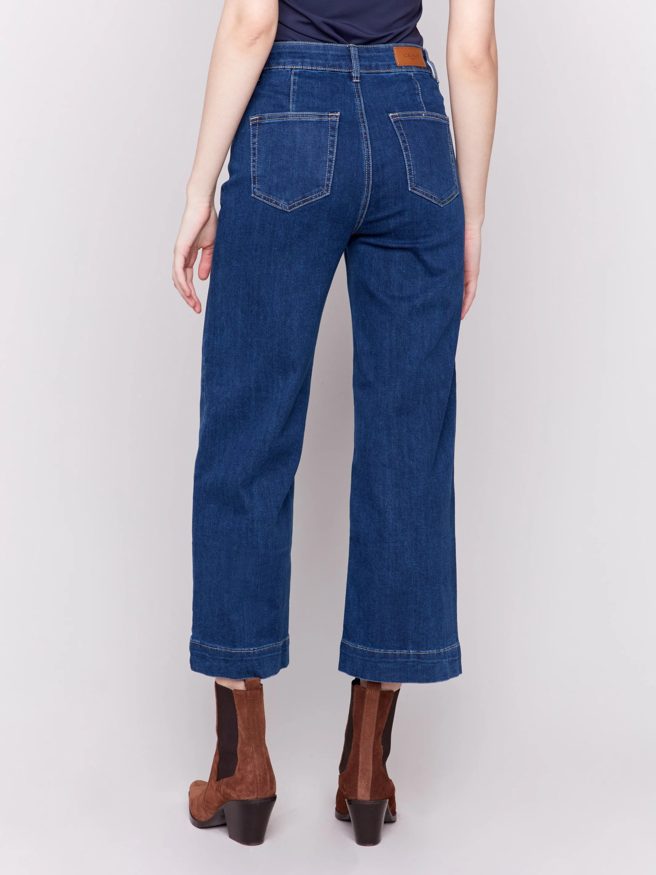 Patch Pocket Flare Jeans - Indigo