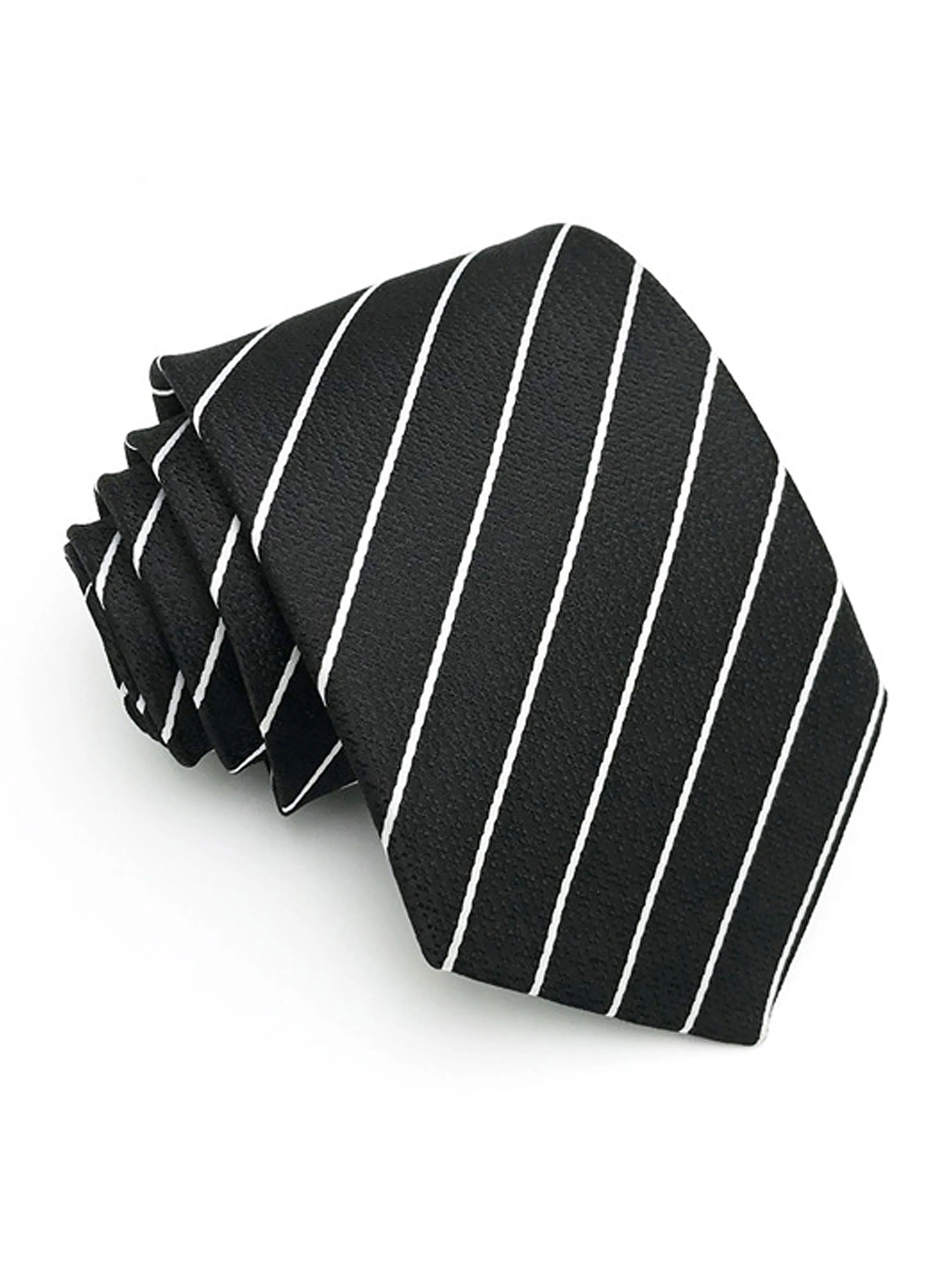 Pencil Stripe Tie - Black