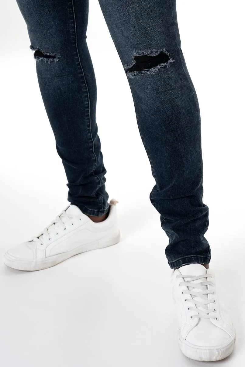 Rf10 Rip & Repair Skinny Denim Jeans _ 140452 _ Dark Blue