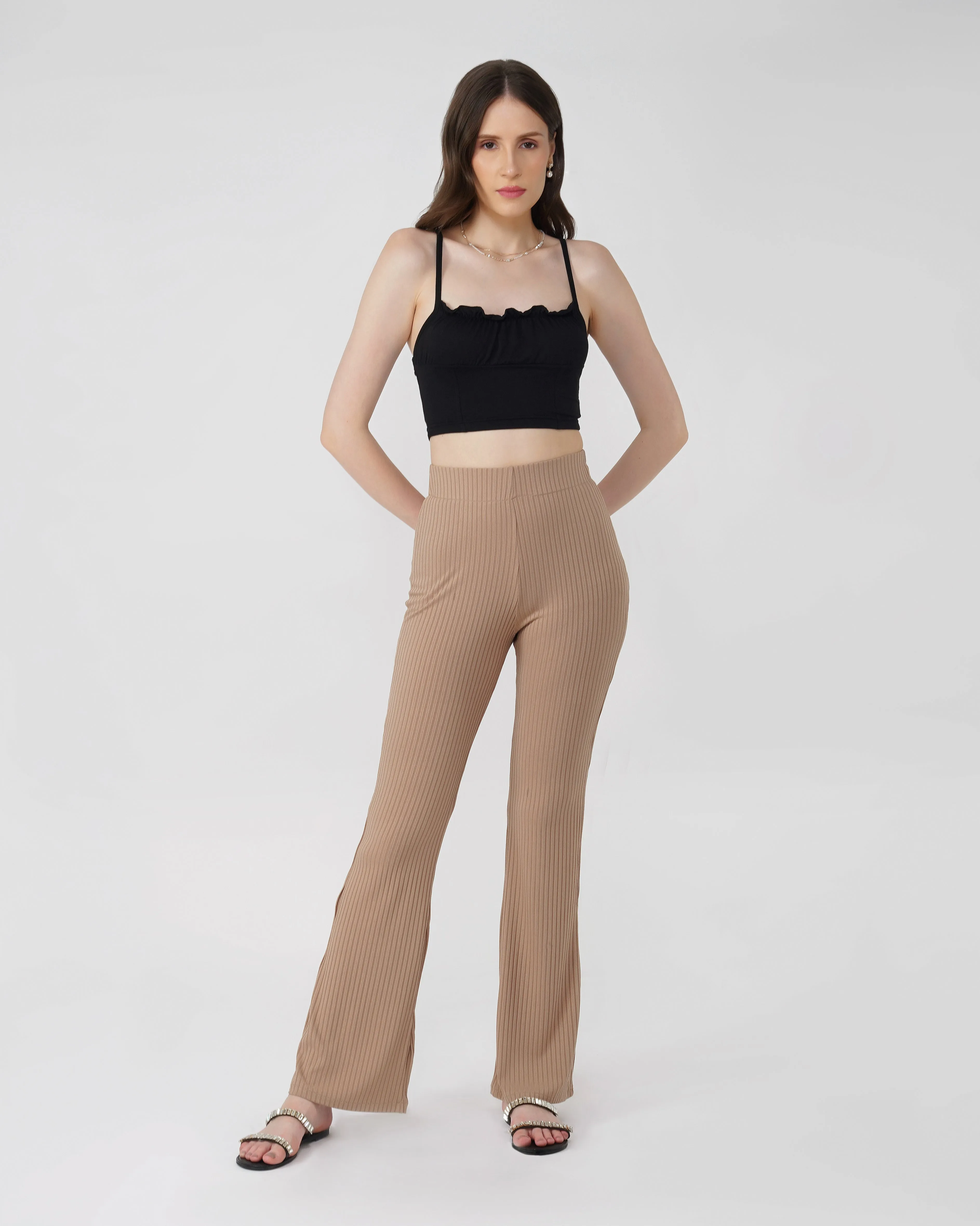 RIBBED FLARED TROUSER