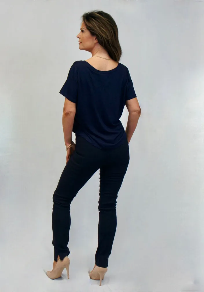 Rose Slim Full Length Trousers in Navy