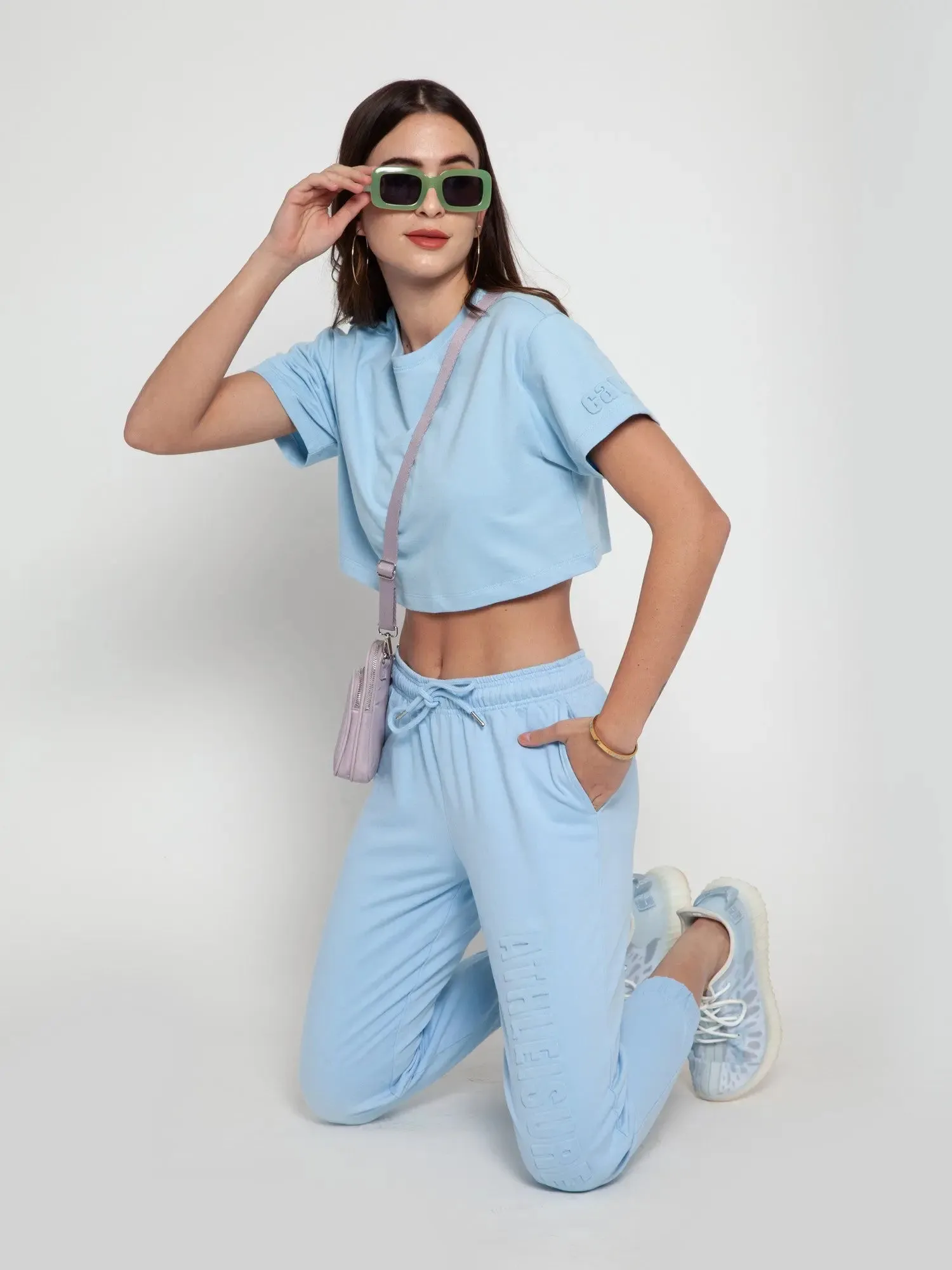 Sky Blue Embossed Co-ord Set