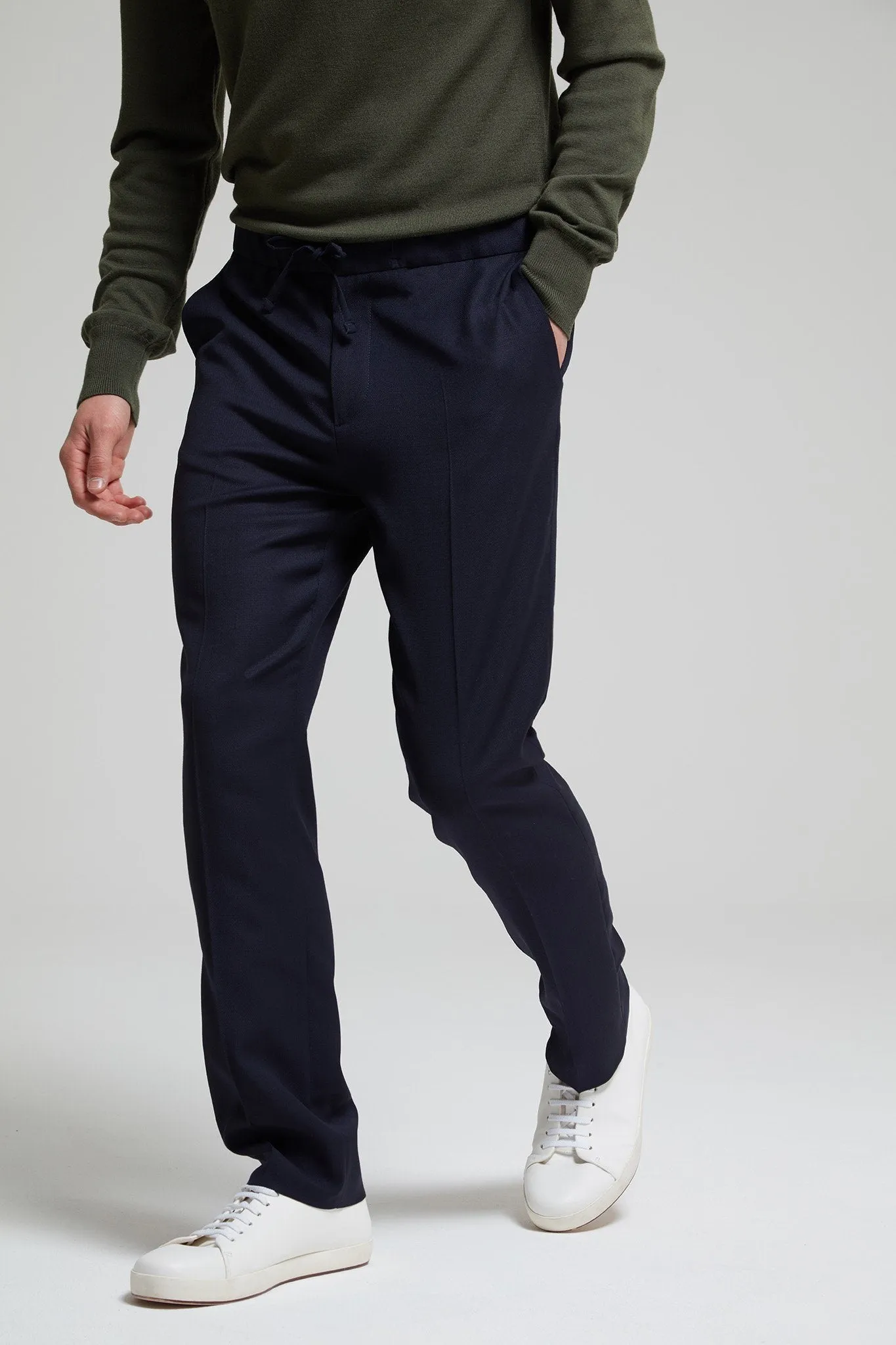 Slim Fit Wool Blend Drawstring Trouser