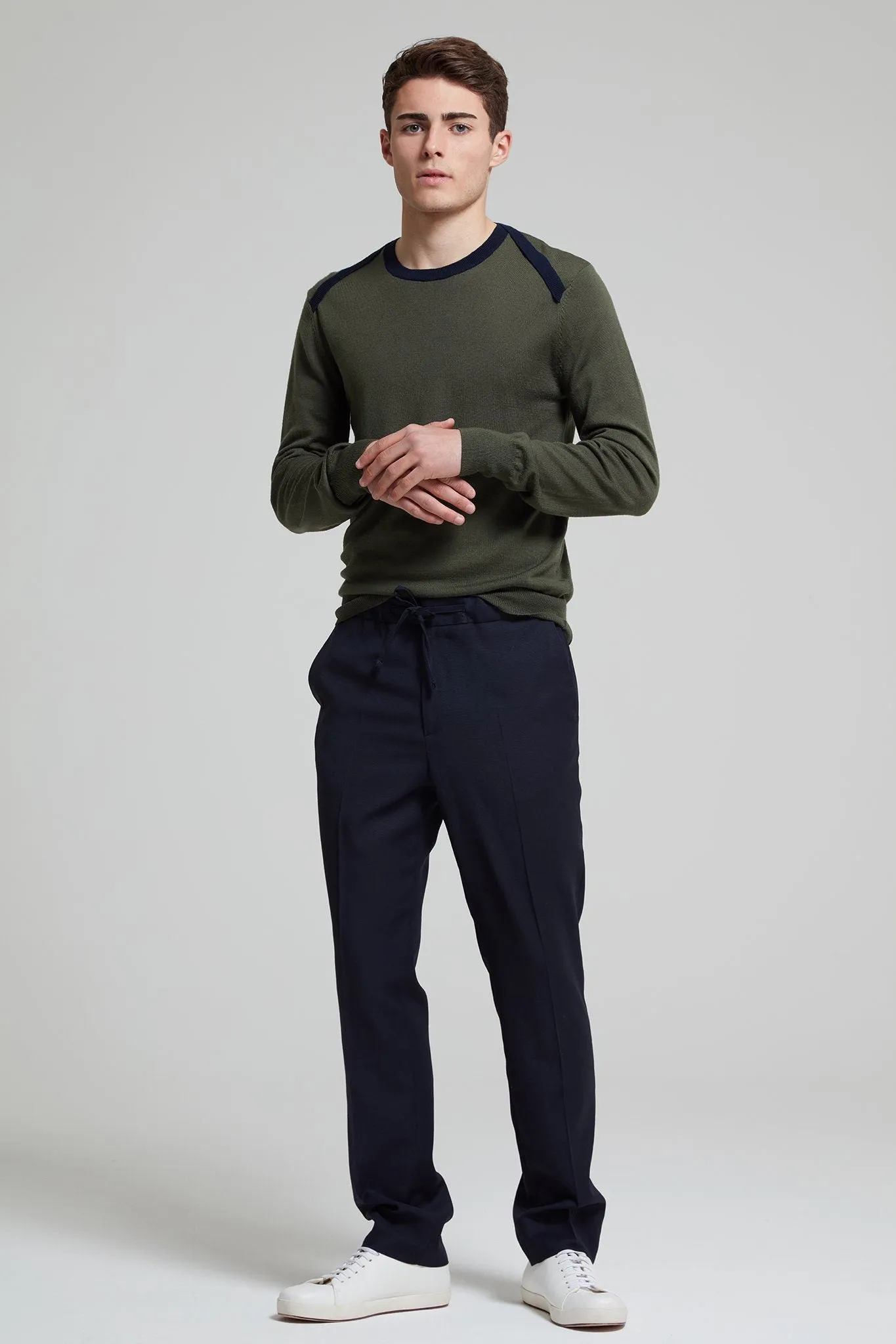 Slim Fit Wool Blend Drawstring Trouser