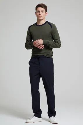 Slim Fit Wool Blend Drawstring Trouser