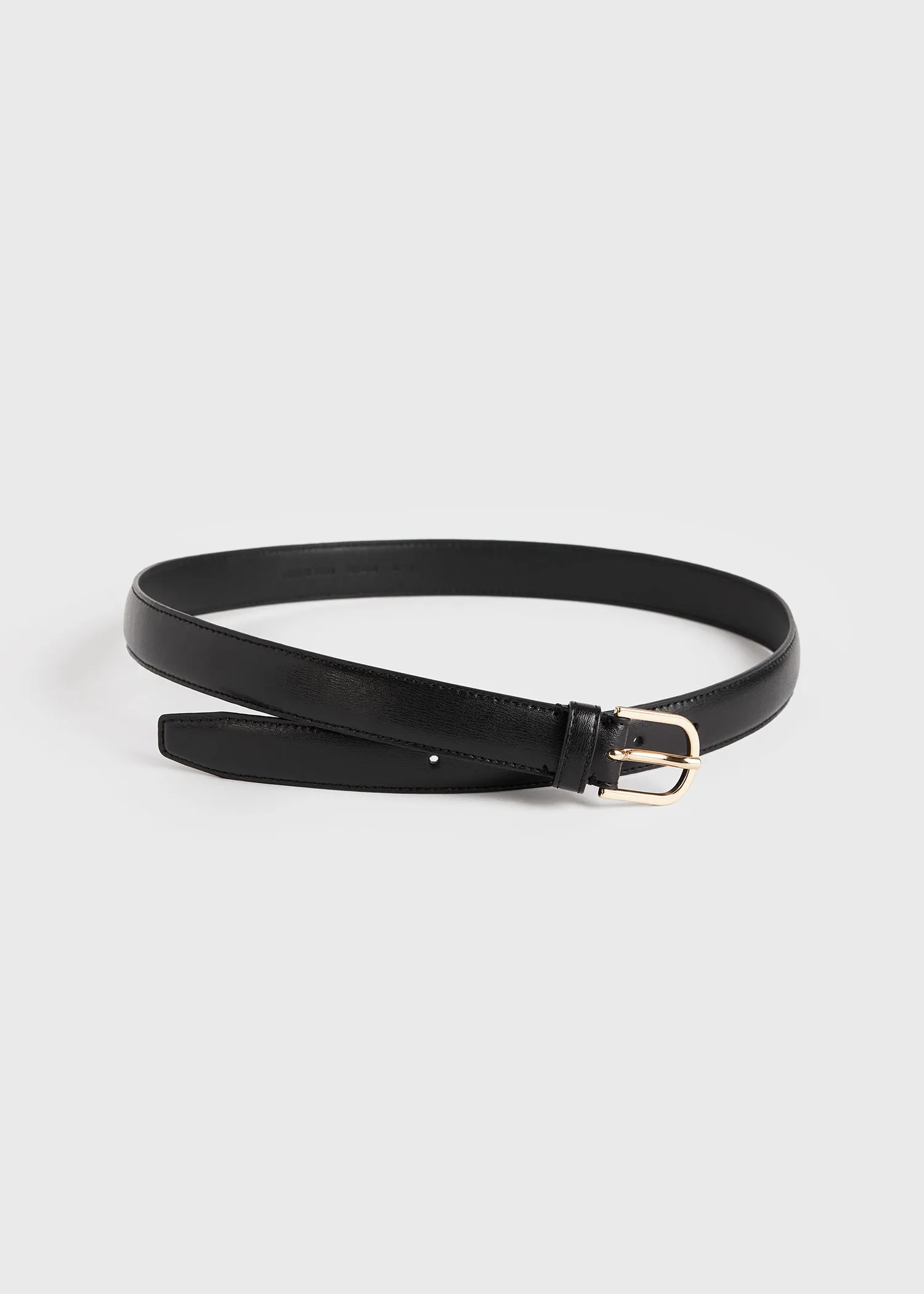 Slim trouser leather belt black