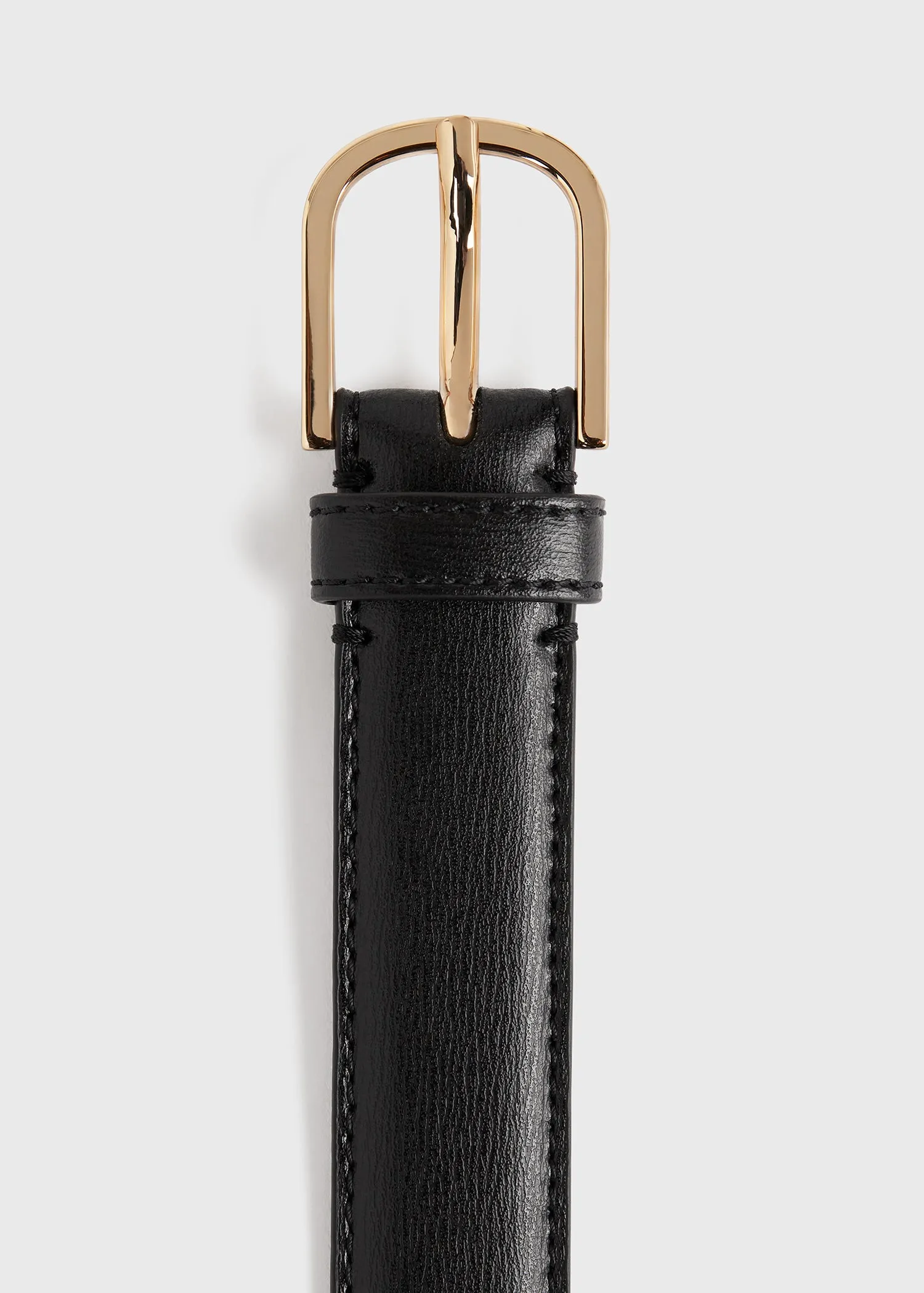 Slim trouser leather belt black