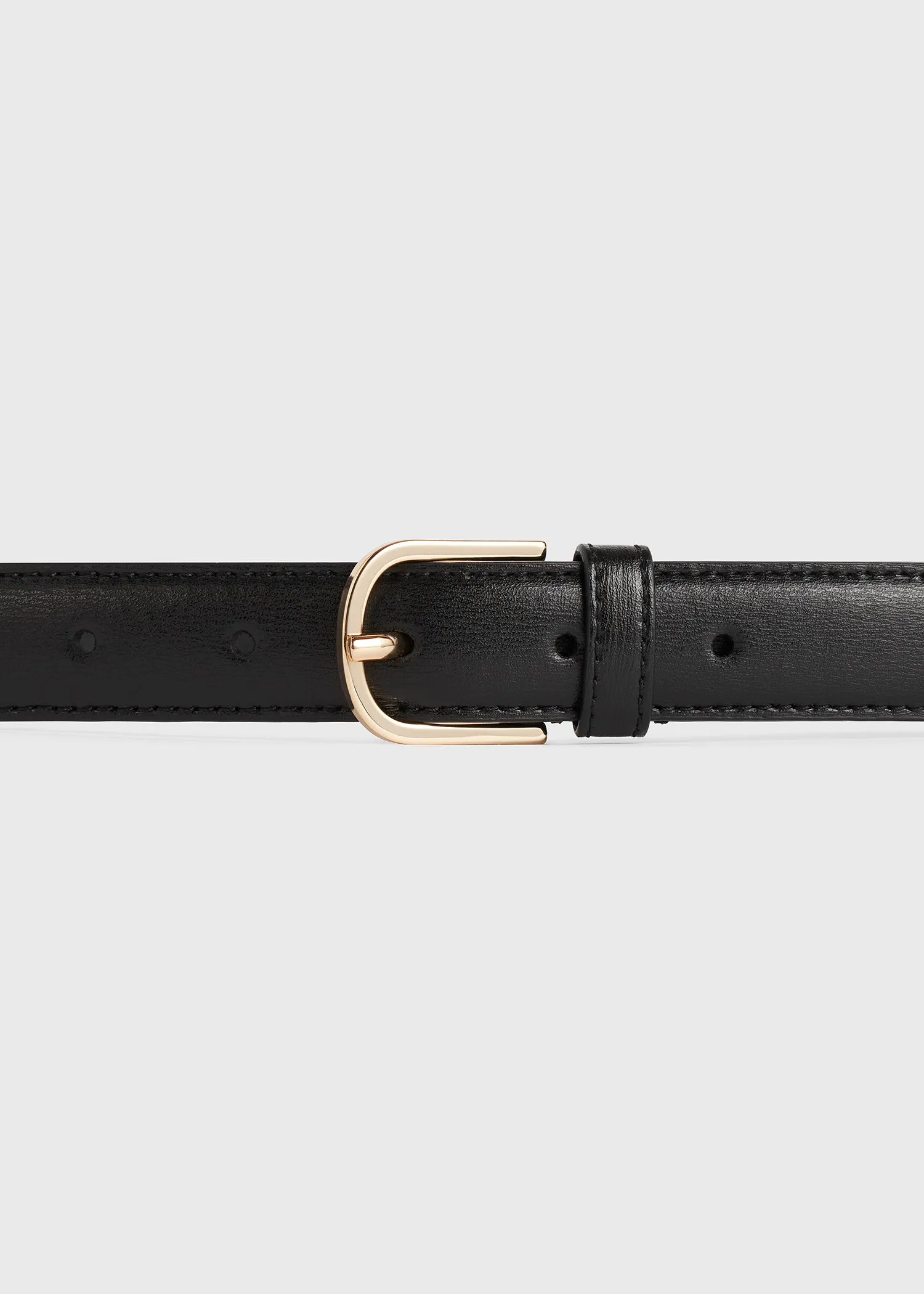 Slim trouser leather belt black