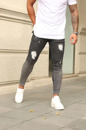 Sneakerjeans Black Ripped Skinny Jeans DP87