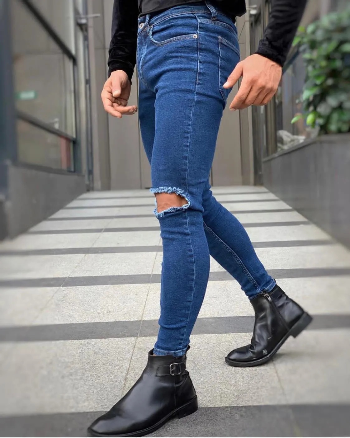 Sneakerjeans Blue Ripped Jeans DP111