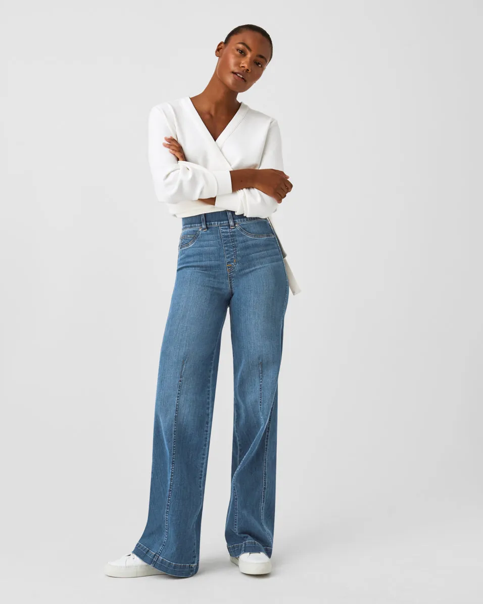 SPANXshape™ EveryWear Seamed-Front Wide Leg Jeans, Vintage Indigo