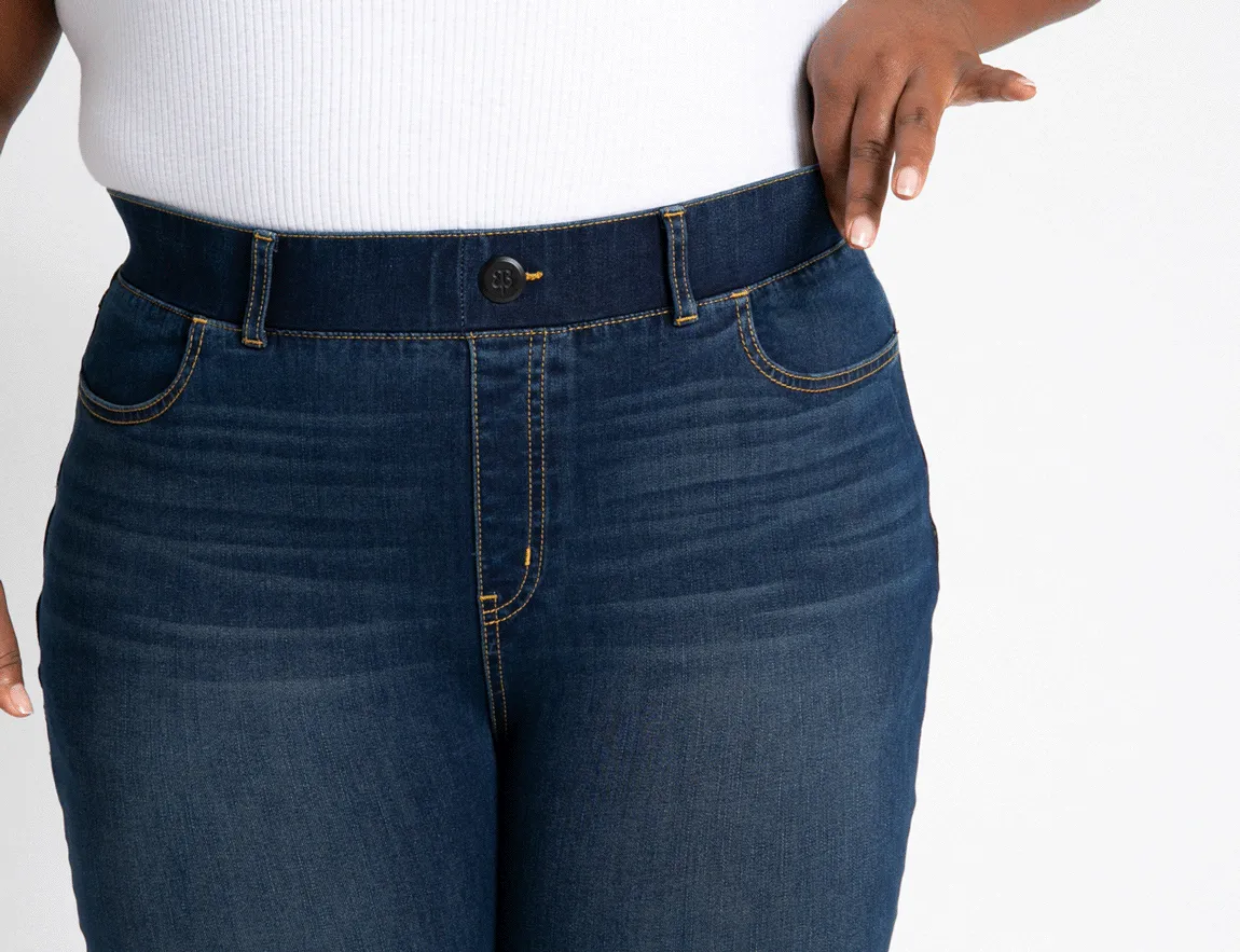 Straight-Leg | 4-Pocket Betabrand Yoga Denim (Dark Vintage Wash)