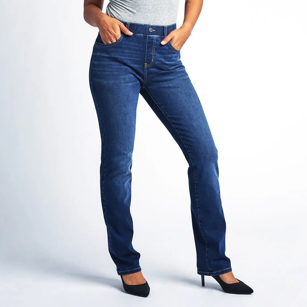 Straight-Leg | 4-Pocket Betabrand Yoga Denim (Dark Vintage Wash)