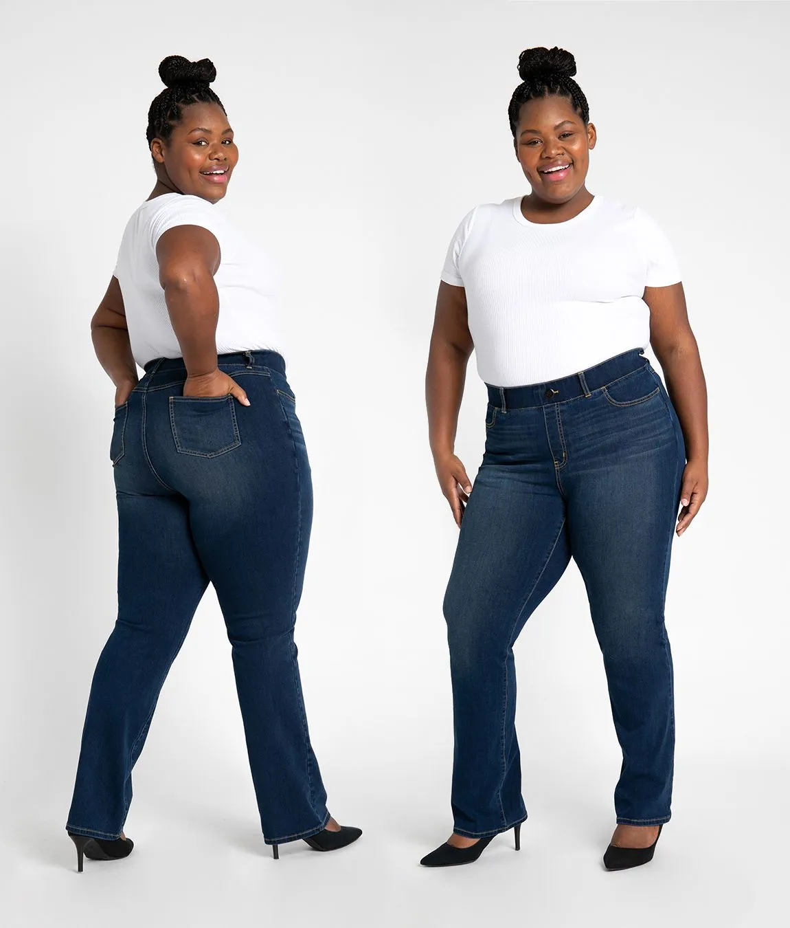 Straight-Leg | 4-Pocket Betabrand Yoga Denim (Dark Vintage Wash)