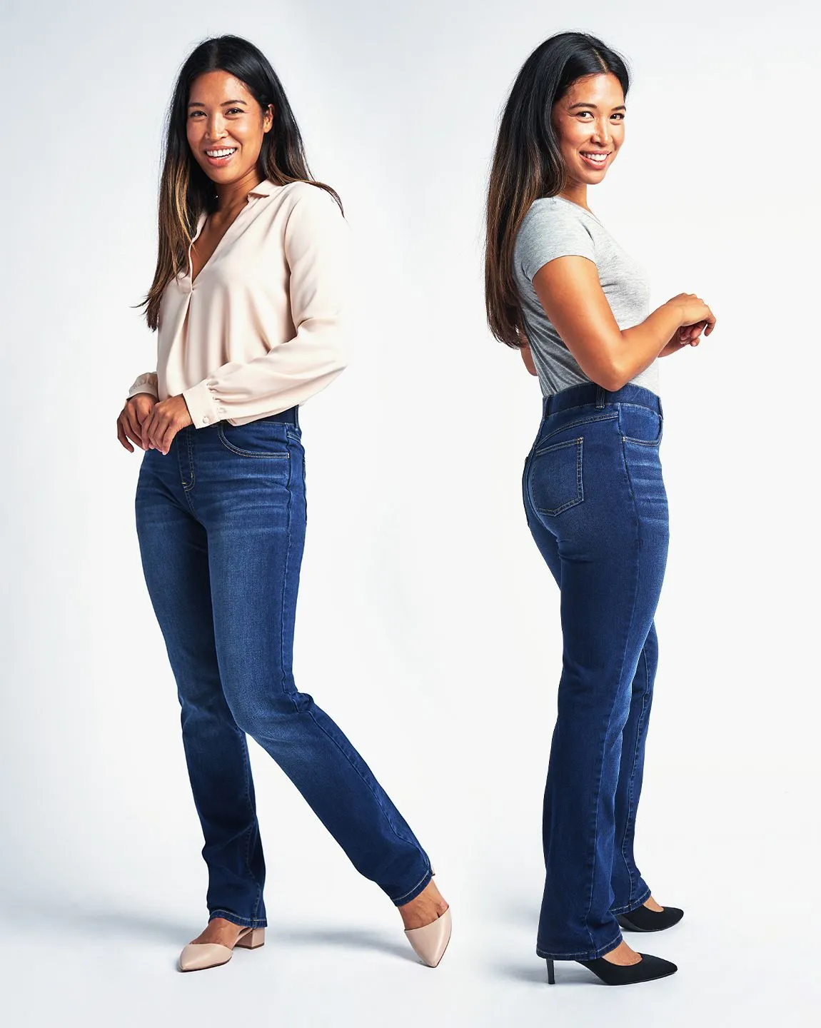 Straight-Leg | 4-Pocket Betabrand Yoga Denim (Dark Vintage Wash)