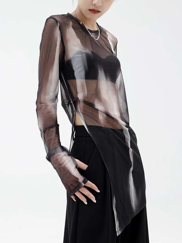 Takeo Asymmetrical Mesh Shirt