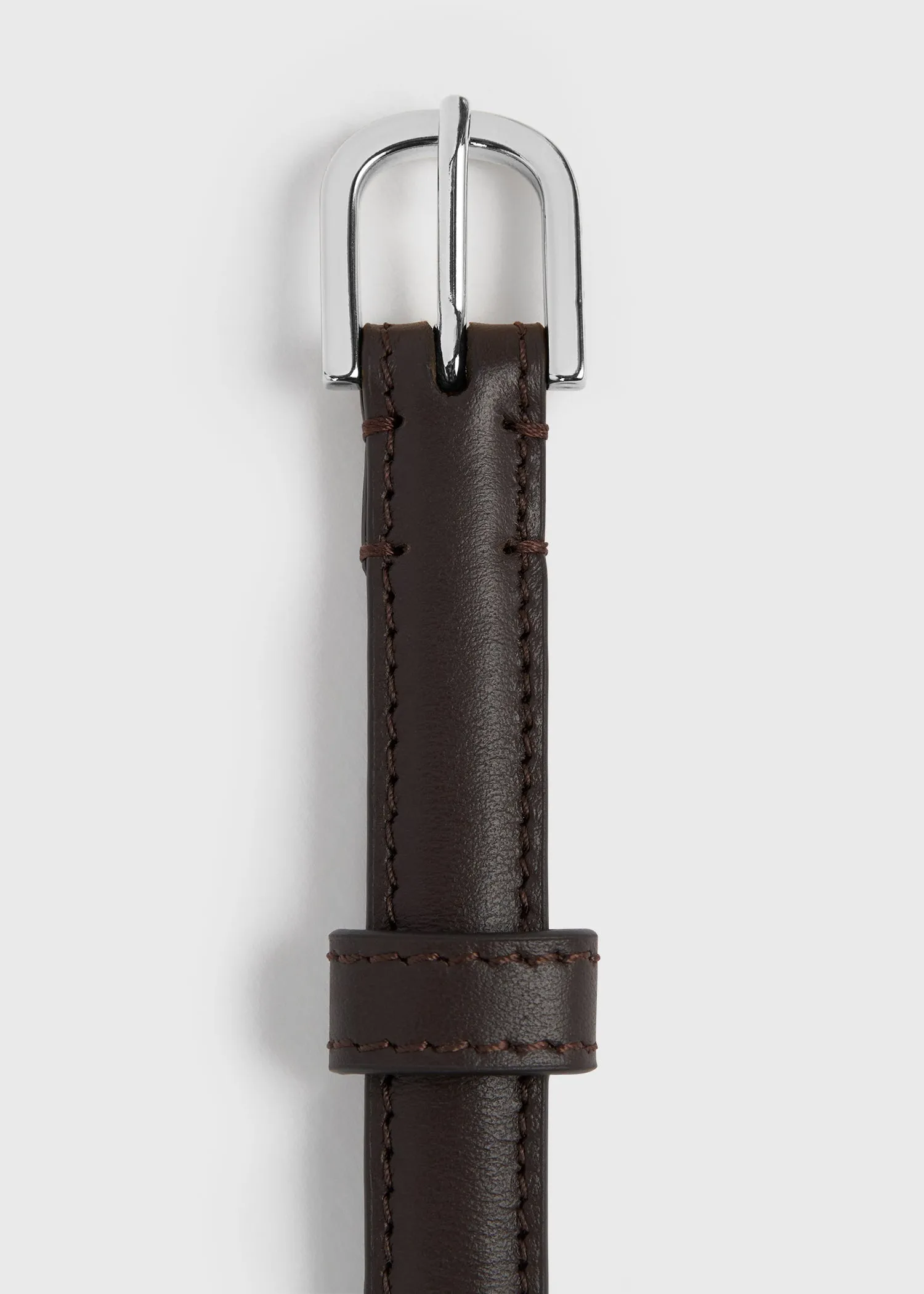 Thin leather trouser belt bark