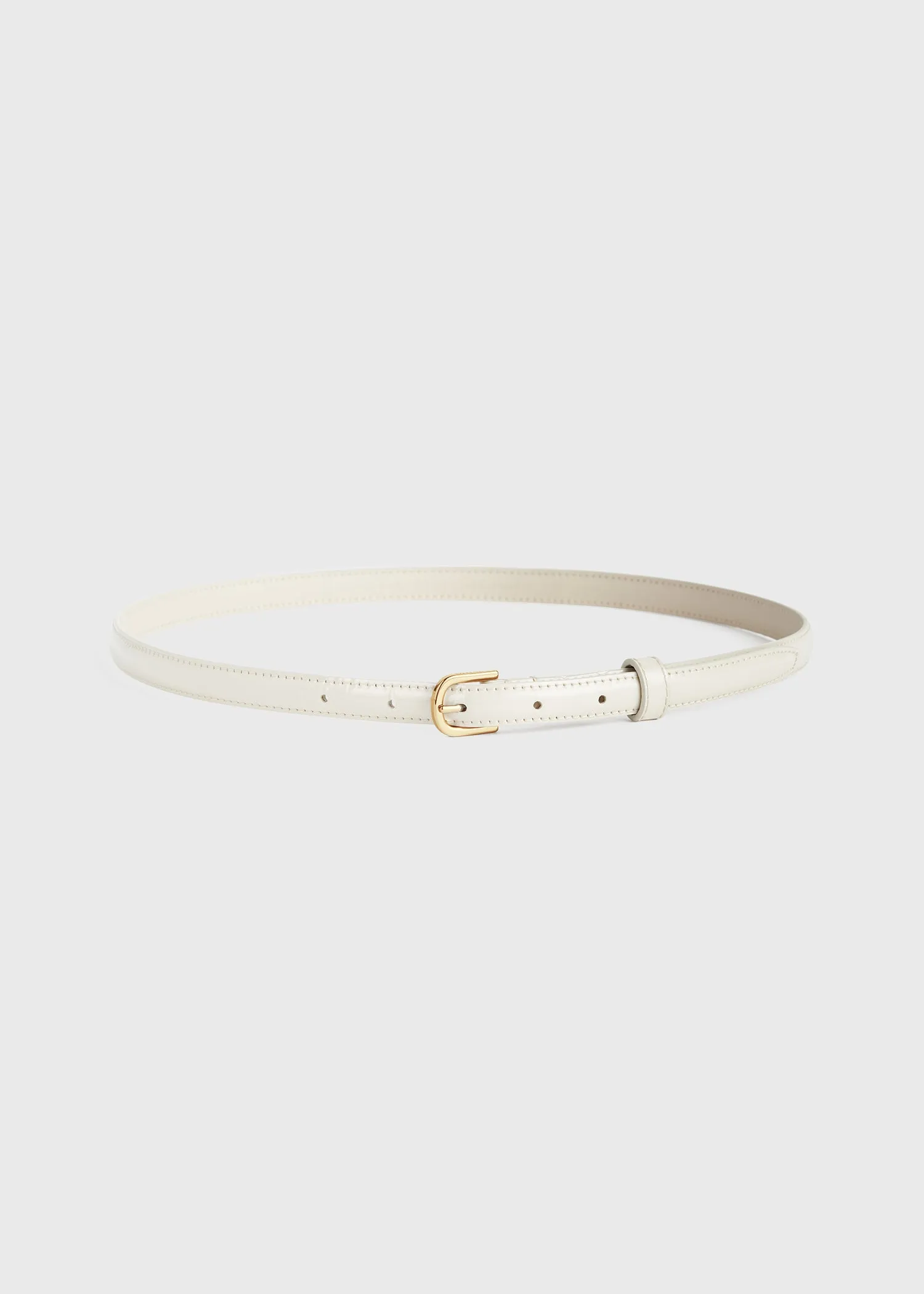 Thin patent-leather trouser belt bleached sand