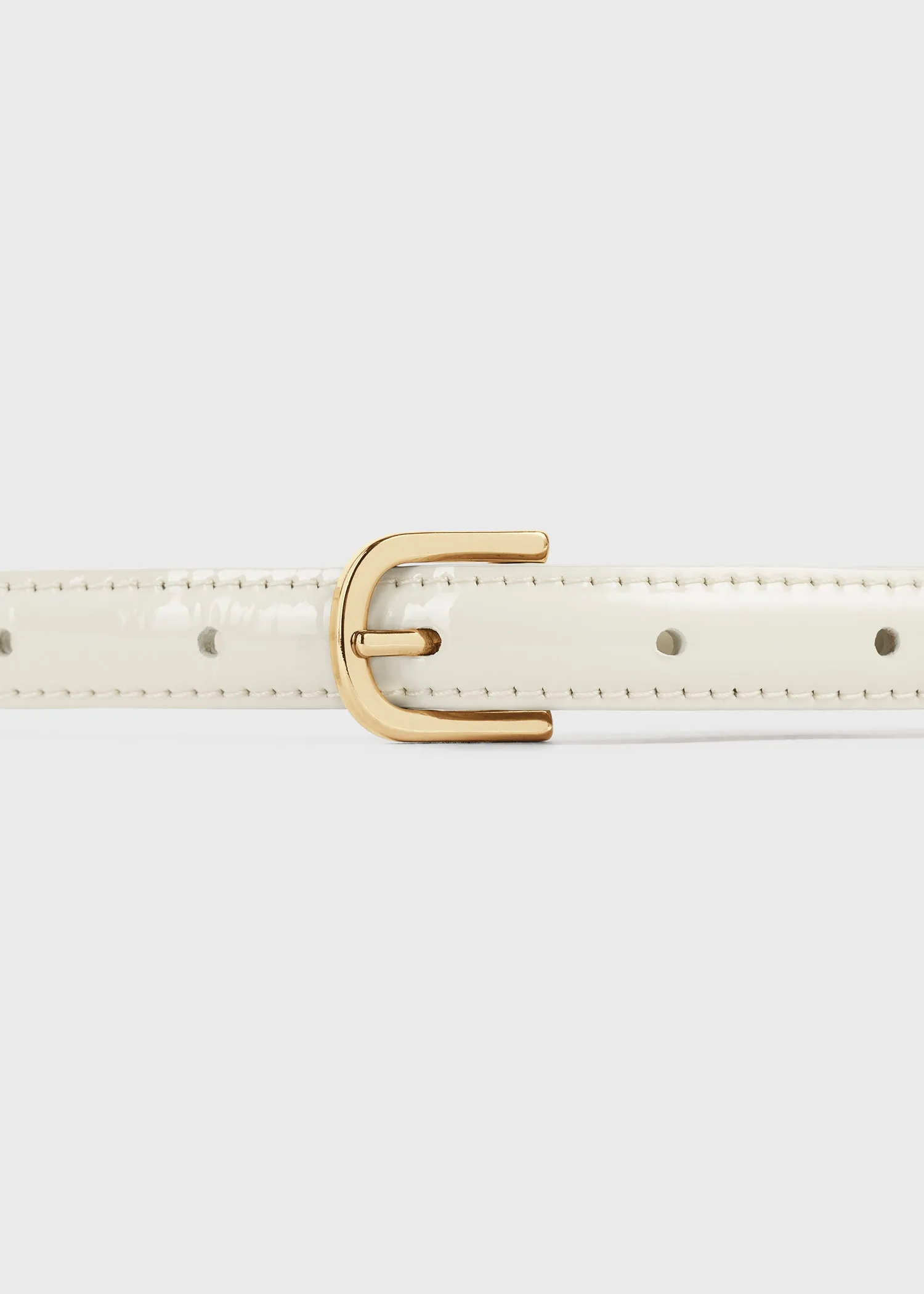 Thin patent-leather trouser belt bleached sand