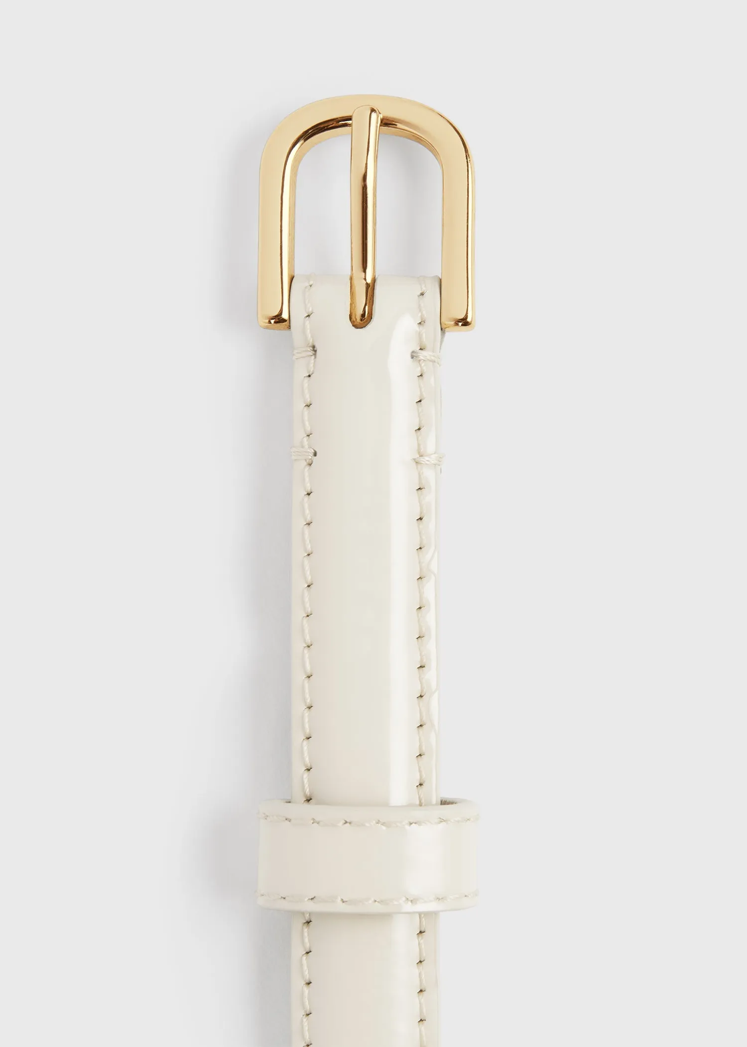 Thin patent-leather trouser belt bleached sand