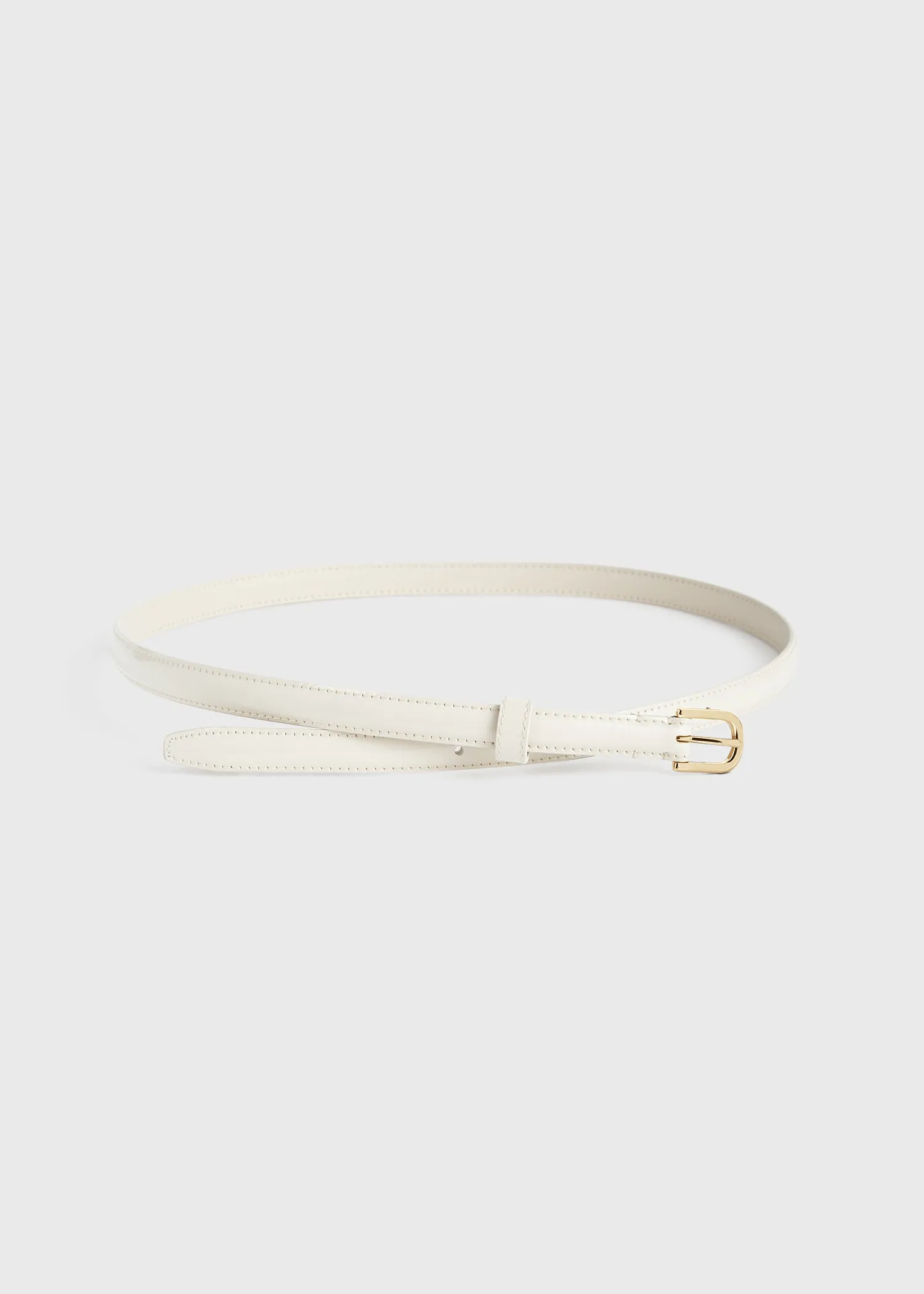 Thin patent-leather trouser belt bleached sand