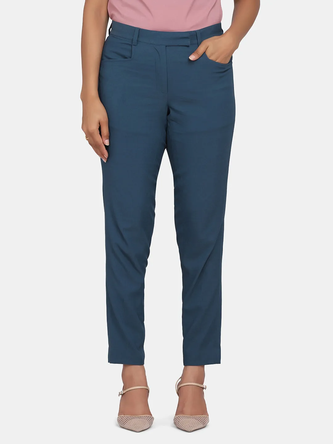 Toko Twill Formal Trouser for Women - Teal Blue