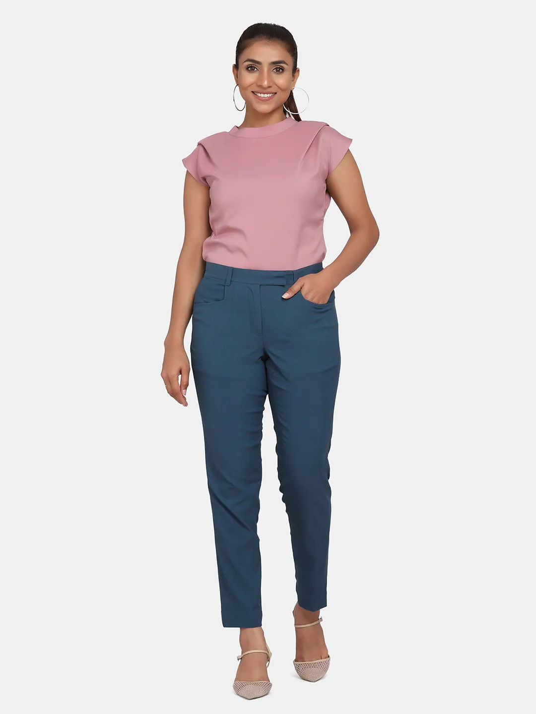 Toko Twill Formal Trouser for Women - Teal Blue