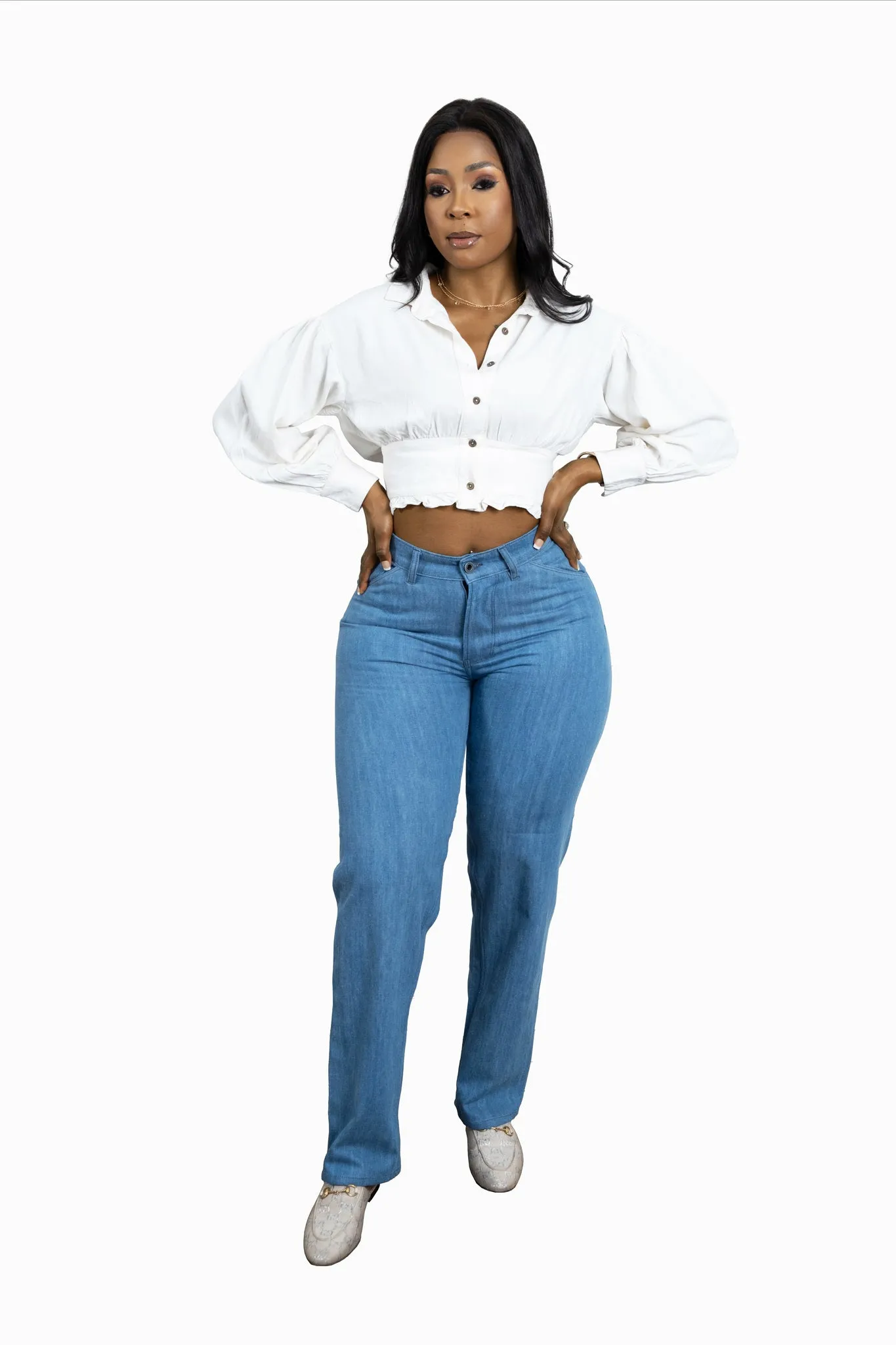 TSHEPO LADIES STRAIGHT CUT PAKISHA JEANS, LIGHT-WASH