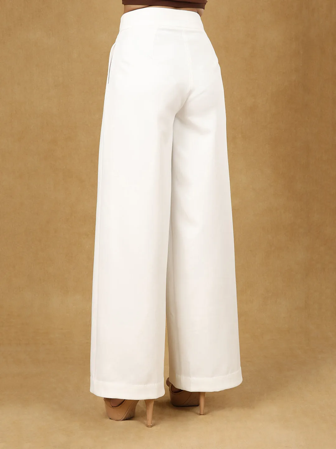 White Inverted Pleats High Waist Trouser