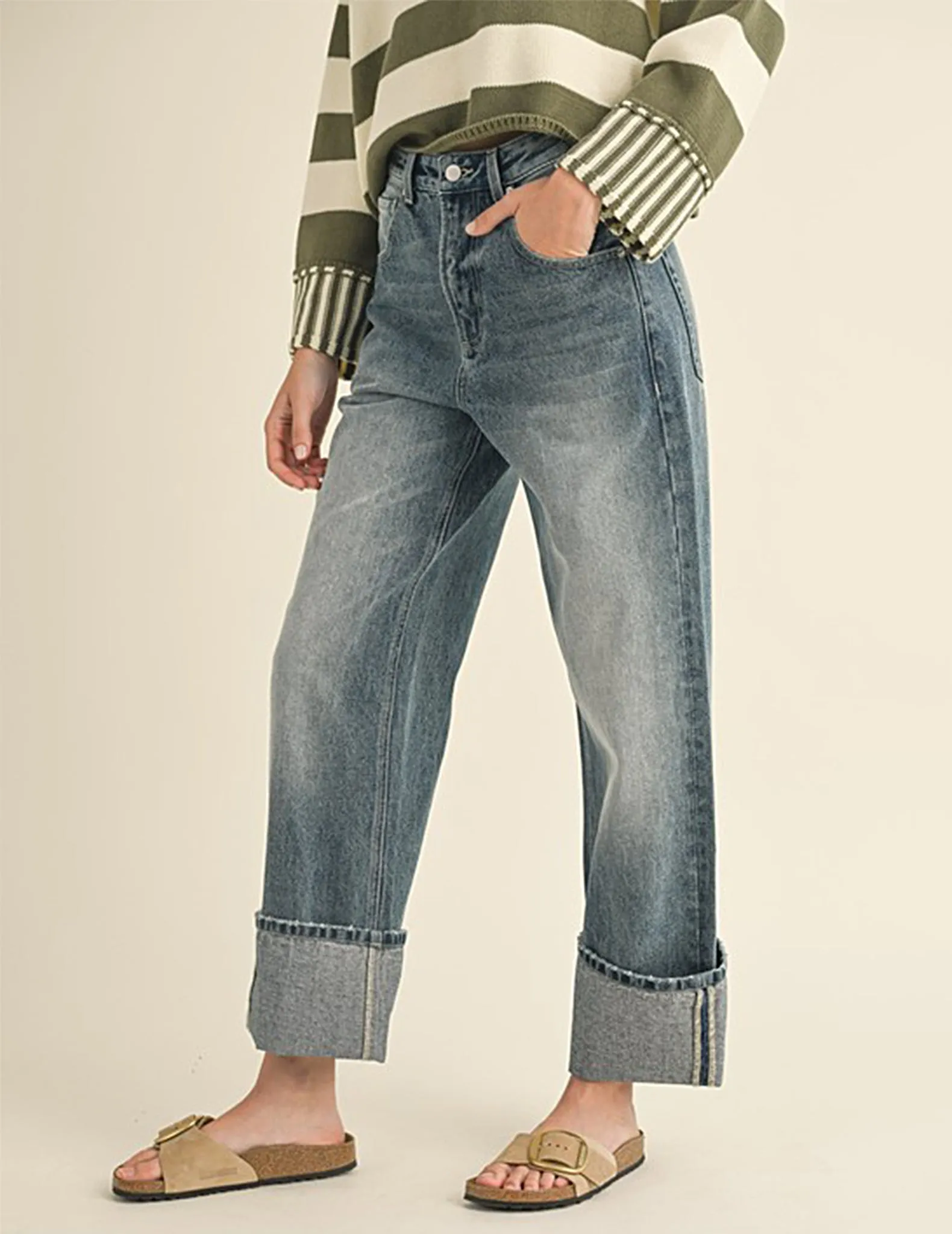 Winona Straight Leg Cuffed Jeans