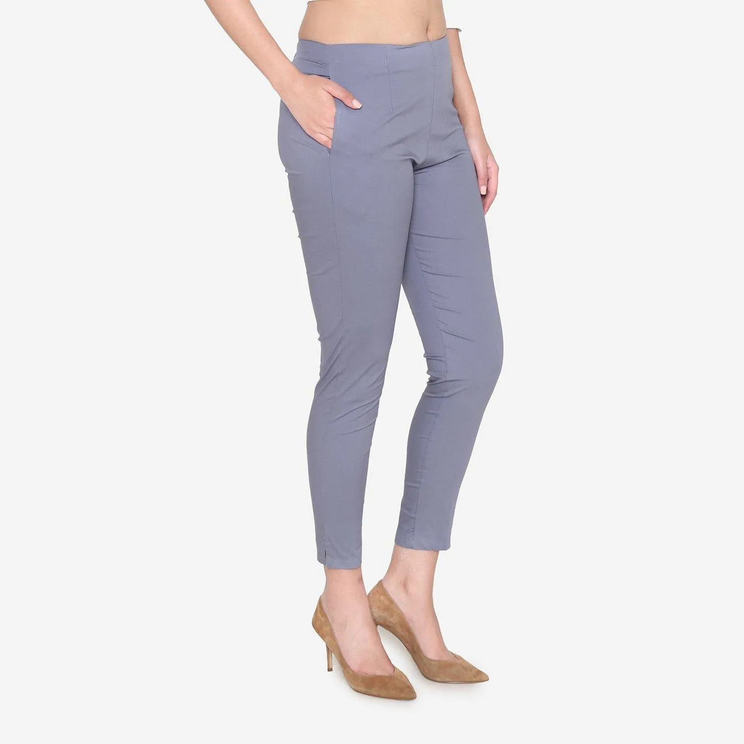 Women's Cotton Formal Trousers - Grey