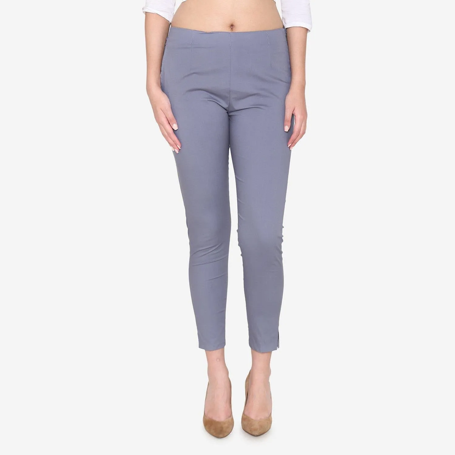 Women's Cotton Formal Trousers - Grey