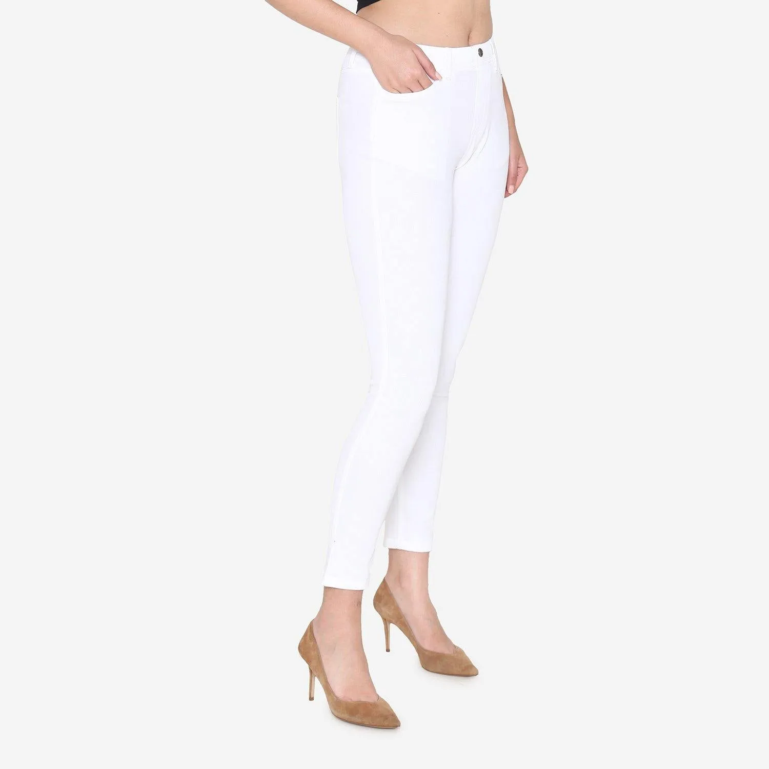 Women's  Cotton Stretchable Jeggings - White