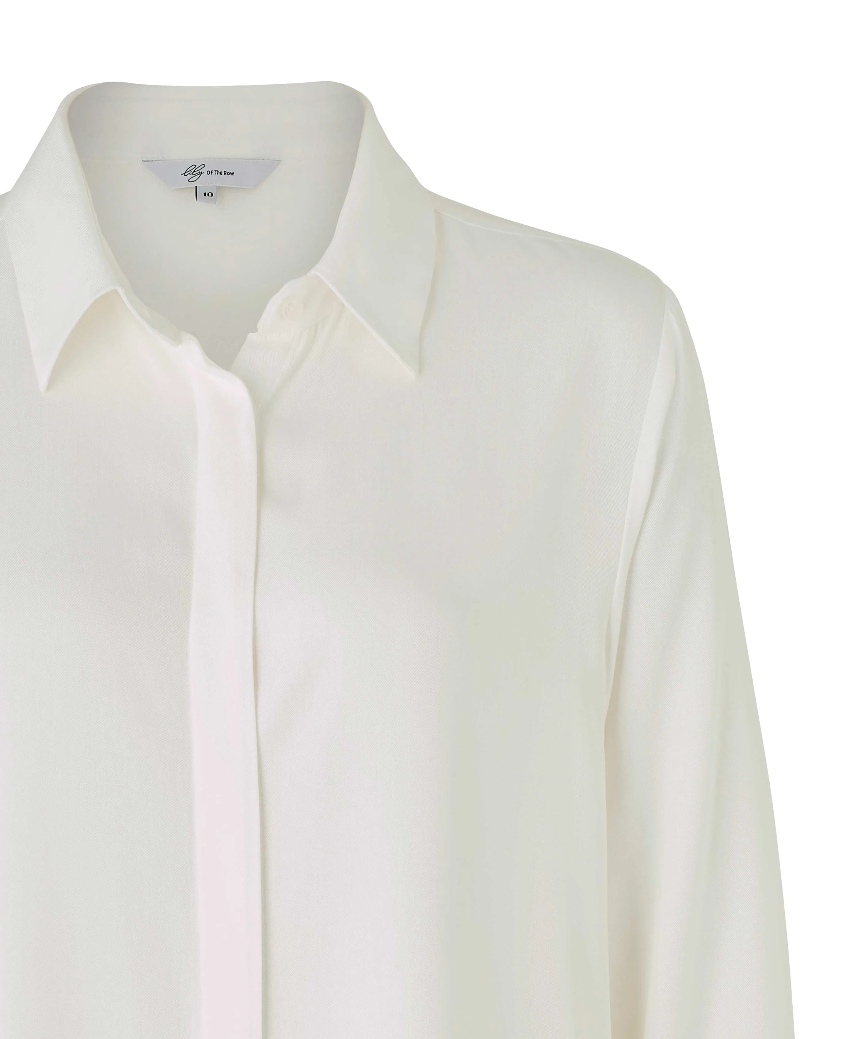 Women's Off White Viscose Twill Boyfriend Fit Shirt